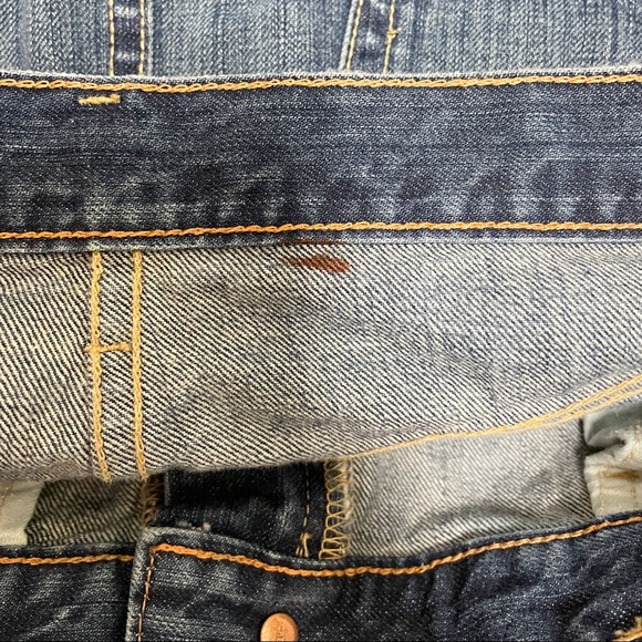 J Crew Medium Wash Distressed Cut Off Denim Jean Skirt Paint Splatter 27 Cotton - Picture 8 of 9